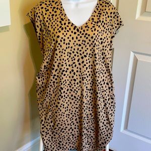 Mocha colored dress with black spots